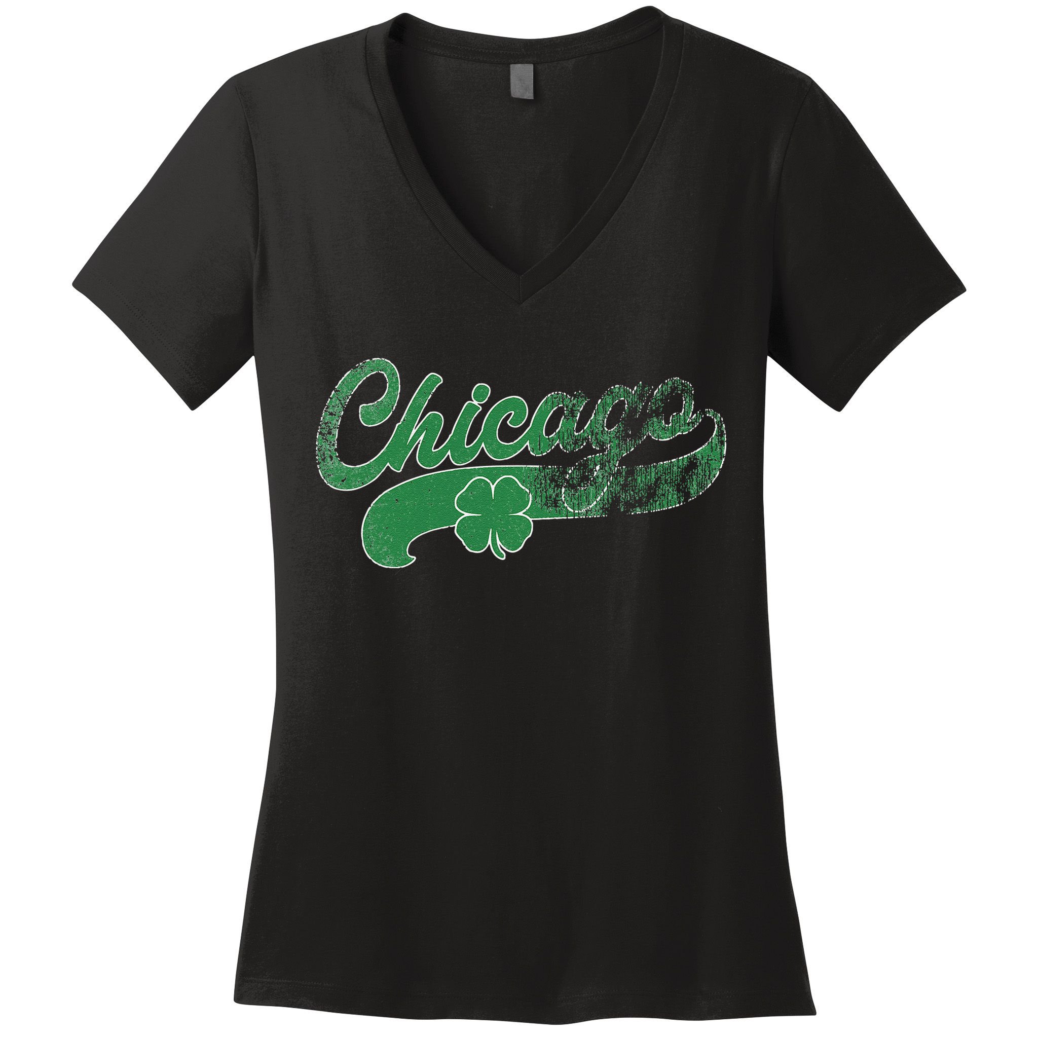 Chicago Shamrock St. Patrick's Day Saint Paddy's Irish Women's V-Neck T-Shirt