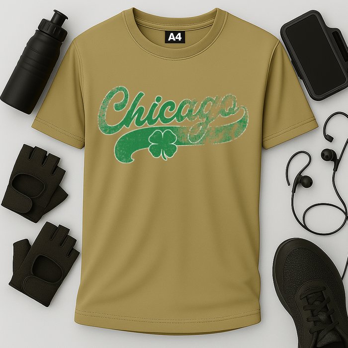 Chicago Shamrock St. Patrick's Day Saint Paddy's Irish Cooling Performance Crew T-Shirt