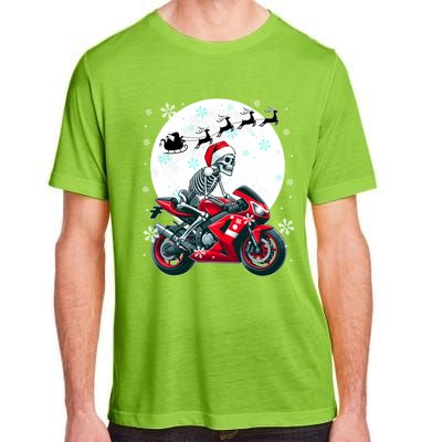 Christmas Santa Skeletons Costume Motorbike Lover Family Cute Gift Adult ChromaSoft Performance T-Shirt