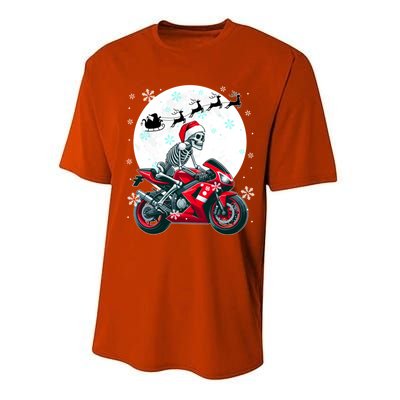 Christmas Santa Skeletons Costume Motorbike Lover Family Cute Gift Performance Sprint T-Shirt