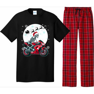 Christmas Santa Skeletons Costume Motorbike Lover Family Cute Gift Pajama Set