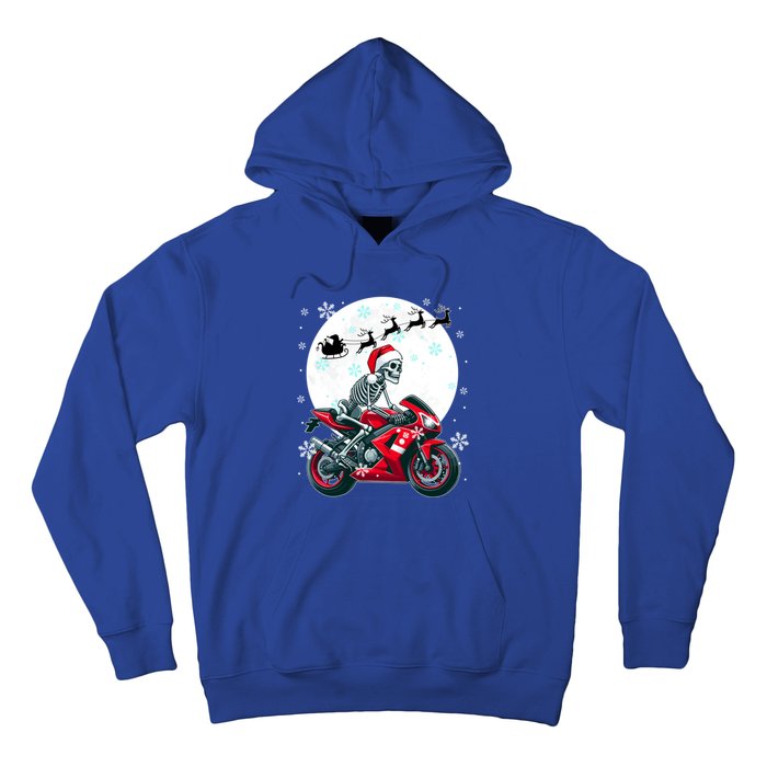 Christmas Santa Skeletons Costume Motorbike Lover Family Cute Gift Hoodie