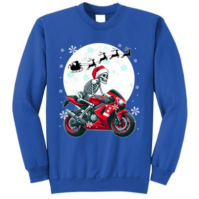 Christmas Santa Skeletons Costume Motorbike Lover Family Cute Gift Sweatshirt