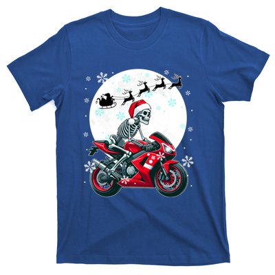 Christmas Santa Skeletons Costume Motorbike Lover Family Cute Gift T-Shirt