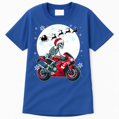 Christmas Santa Skeletons Costume Motorbike Lover Family Cute Gift Tall T-Shirt