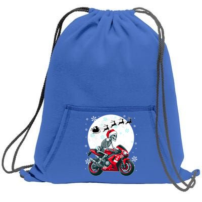 Christmas Santa Skeletons Costume Motorbike Lover Family Cute Gift Sweatshirt Cinch Pack Bag