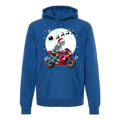 Christmas Santa Skeletons Costume Motorbike Lover Family Cute Gift Premium Hoodie