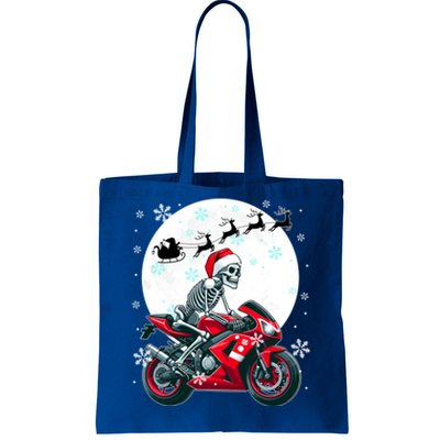 Christmas Santa Skeletons Costume Motorbike Lover Family Cute Gift Tote Bag