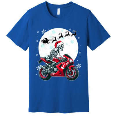 Christmas Santa Skeletons Costume Motorbike Lover Family Cute Gift Premium T-Shirt