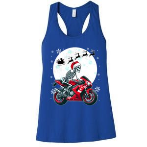 Christmas Santa Skeletons Costume Motorbike Lover Family Cute Gift Women's Racerback Tank