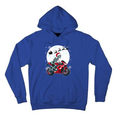 Christmas Santa Skeletons Costume Motorbike Lover Family Cute Gift Tall Hoodie