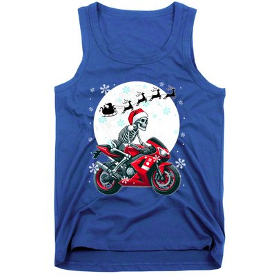 Christmas Santa Skeletons Costume Motorbike Lover Family Cute Gift Tank Top