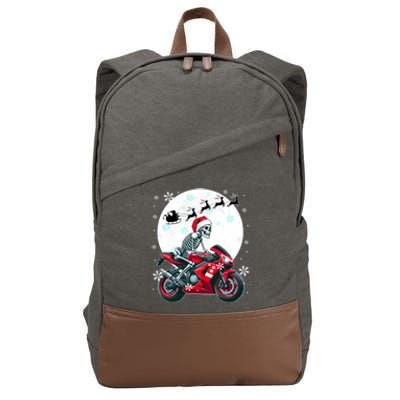 Christmas Santa Skeletons Costume Motorbike Lover Family Cute Gift Cotton Canvas Backpack