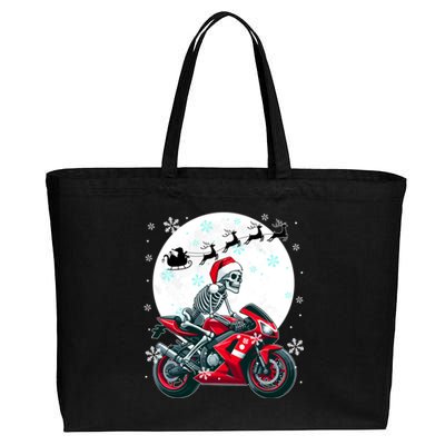 Christmas Santa Skeletons Costume Motorbike Lover Family Cute Gift Cotton Canvas Jumbo Tote