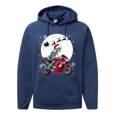 Christmas Santa Skeletons Costume Motorbike Lover Family Cute Gift Performance Fleece Hoodie