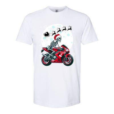 Christmas Santa Skeletons Costume Motorbike Lover Family Cute Gift Softstyle CVC T-Shirt