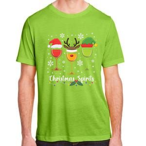 Christmas Spirits Santa Reindeer Elf And Glasses Of Red Wine Cool Gift Adult ChromaSoft Performance T-Shirt