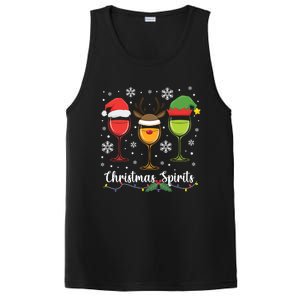 Christmas Spirits Santa Reindeer Elf And Glasses Of Red Wine Cool Gift PosiCharge Competitor Tank