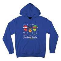 Christmas Spirits Santa Reindeer Elf And Glasses Of Red Wine Cool Gift Hoodie