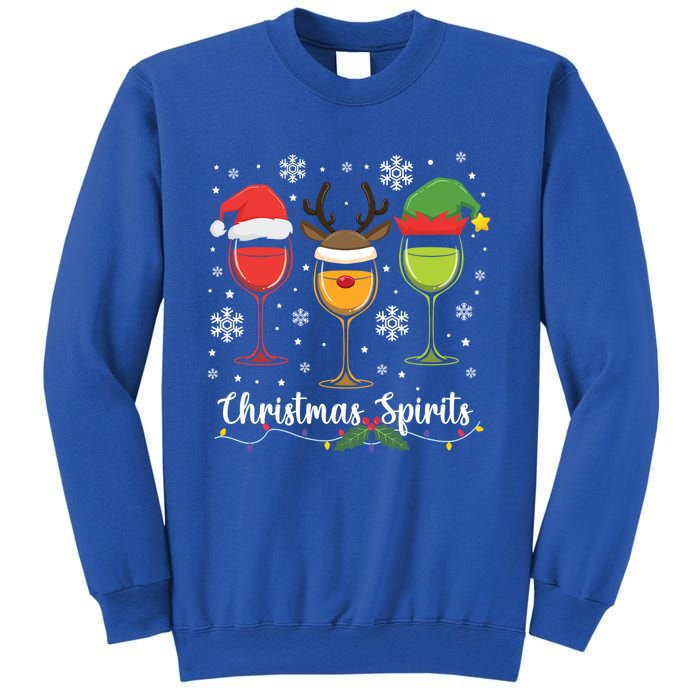 Christmas Spirits Santa Reindeer Elf And Glasses Of Red Wine Cool Gift Sweatshirt