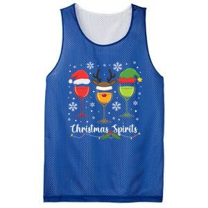 Christmas Spirits Santa Reindeer Elf And Glasses Of Red Wine Cool Gift Mesh Reversible Basketball Jersey Tank