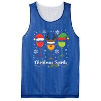 Christmas Spirits Santa Reindeer Elf And Glasses Of Red Wine Cool Gift Mesh Reversible Basketball Jersey Tank