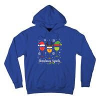 Christmas Spirits Santa Reindeer Elf And Glasses Of Red Wine Cool Gift Tall Hoodie