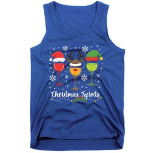 Christmas Spirits Santa Reindeer Elf And Glasses Of Red Wine Cool Gift Tank Top