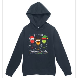 Christmas Spirits Santa Reindeer Elf And Glasses Of Red Wine Cool Gift Urban Pullover Hoodie