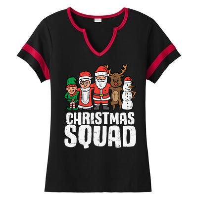 Christmas Squad Santa Xmas Family Boys Girls Cute Gift Ladies Halftime Notch Neck Tee