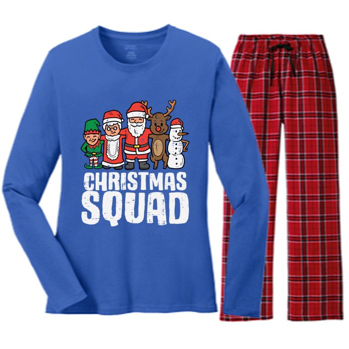 Christmas Squad Santa Xmas Family Boys Girls Cute Gift Women's Long Sleeve Flannel Pajama Set 