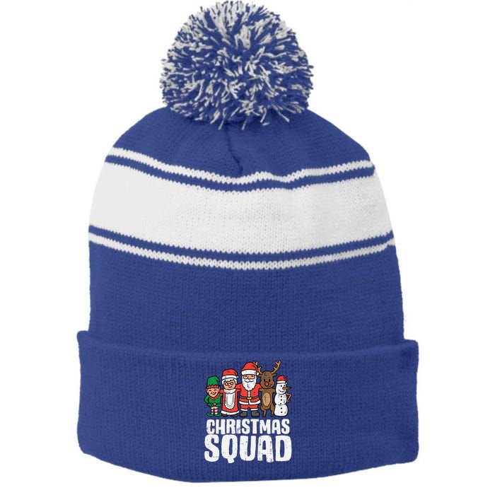 Christmas Squad Santa Xmas Family Boys Girls Cute Gift Stripe Pom Pom Beanie