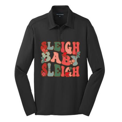 Christmas Sleigh Sleigh Groovy Xmas Funny Gift Silk Touch Performance Long Sleeve Polo