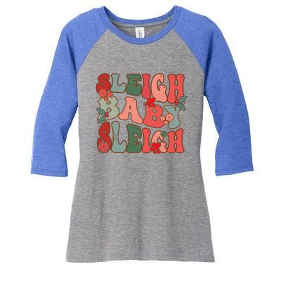 Christmas Sleigh Sleigh Groovy Xmas Funny Gift Women's Tri-Blend 3/4-Sleeve Raglan Shirt