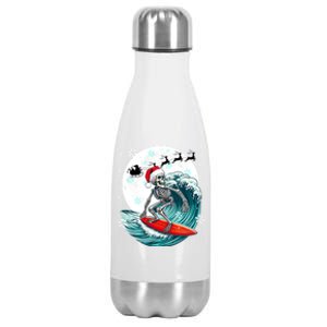 Christmas Santa Skeletons Costume Surfing Lover Family Gift Stainless Steel Insulated Water Bottle