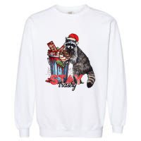 Christmas Snack Stay Funny Trashy Raccoon Opossums Santa Hat Garment-Dyed Sweatshirt