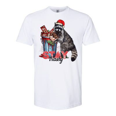 Christmas Snack Stay Funny Trashy Raccoon Opossums Santa Hat Softstyle CVC T-Shirt