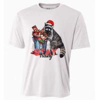 Christmas Snack Stay Funny Trashy Raccoon Opossums Santa Hat Cooling Performance Crew T-Shirt