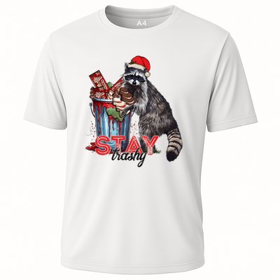 Christmas Snack Stay Funny Trashy Raccoon Opossums Santa Hat Cooling Performance Crew T-Shirt