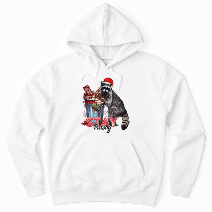 Christmas Snack Stay Funny Trashy Raccoon Opossums Santa Hat Hoodie