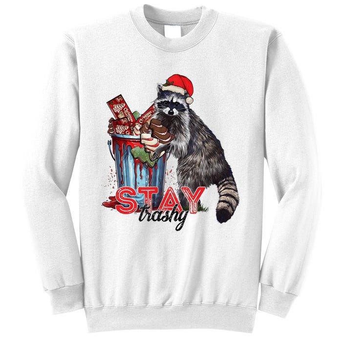 Christmas Snack Stay Funny Trashy Raccoon Opossums Santa Hat Sweatshirt