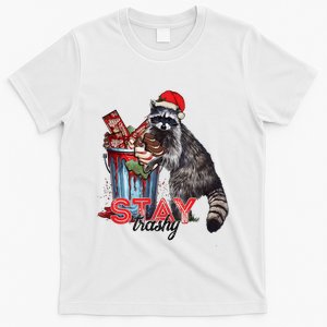 Christmas Snack Stay Funny Trashy Raccoon Opossums Santa Hat T-Shirt