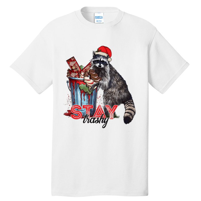 Christmas Snack Stay Funny Trashy Raccoon Opossums Santa Hat Tall T-Shirt