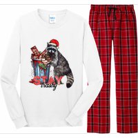 Christmas Snack Stay Funny Trashy Raccoon Opossums Santa Hat Long Sleeve Pajama Set