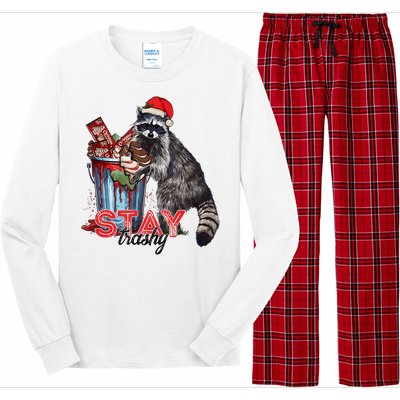 Christmas Snack Stay Funny Trashy Raccoon Opossums Santa Hat Long Sleeve Pajama Set