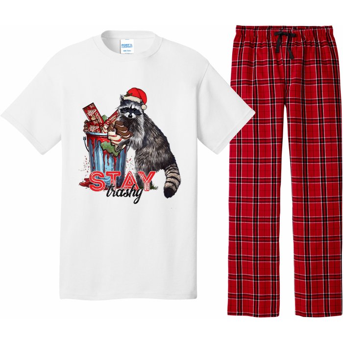 Christmas Snack Stay Funny Trashy Raccoon Opossums Santa Hat Pajama Set