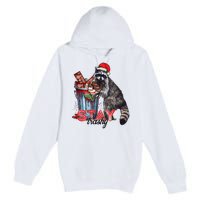 Christmas Snack Stay Funny Trashy Raccoon Opossums Santa Hat Premium Pullover Hoodie