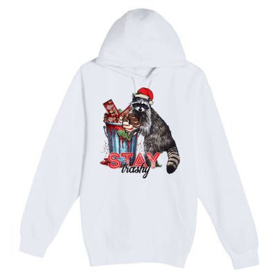 Christmas Snack Stay Funny Trashy Raccoon Opossums Santa Hat Premium Pullover Hoodie