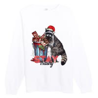 Christmas Snack Stay Funny Trashy Raccoon Opossums Santa Hat Premium Crewneck Sweatshirt