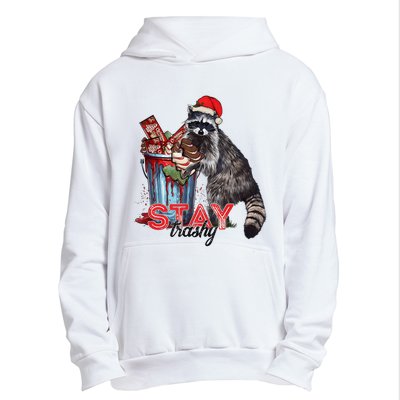 Christmas Snack Stay Funny Trashy Raccoon Opossums Santa Hat Urban Pullover Hoodie